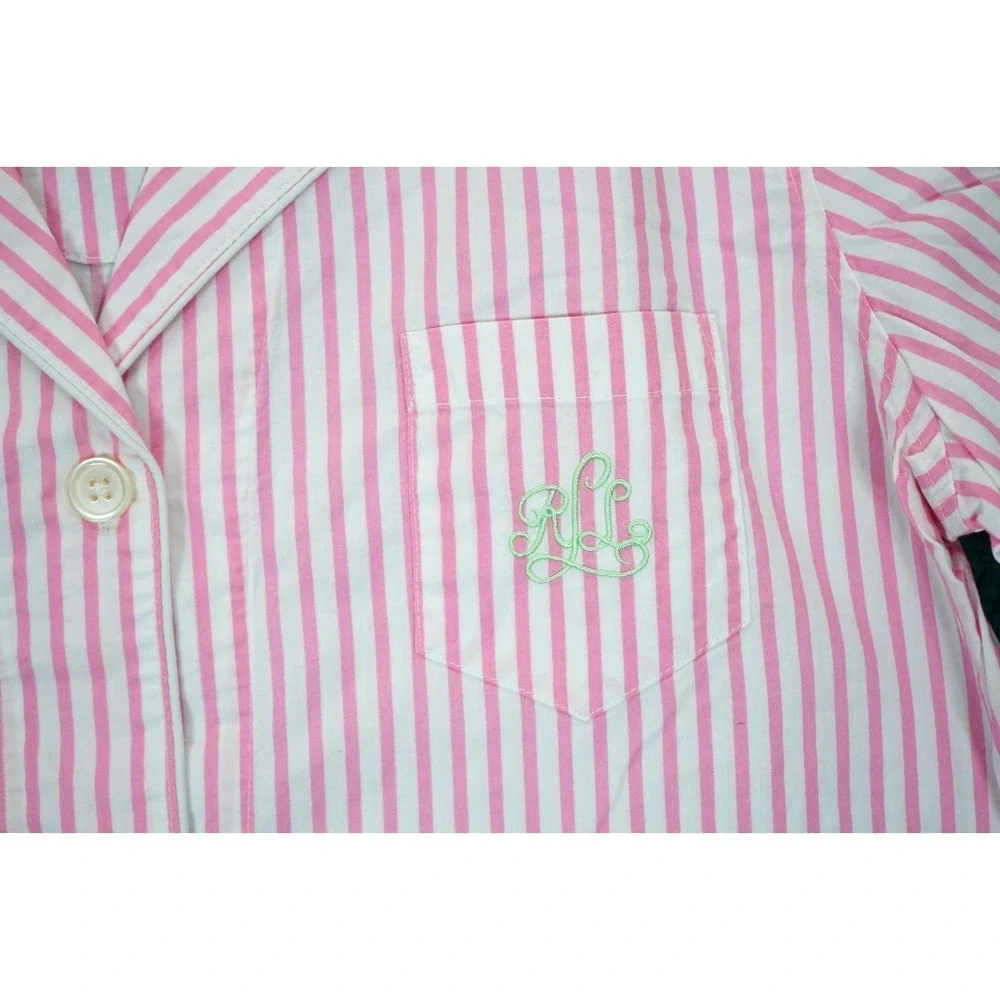 Lauren Ralph Lauren Large Pink Stripe Nightshirt Monogram‎ RLL